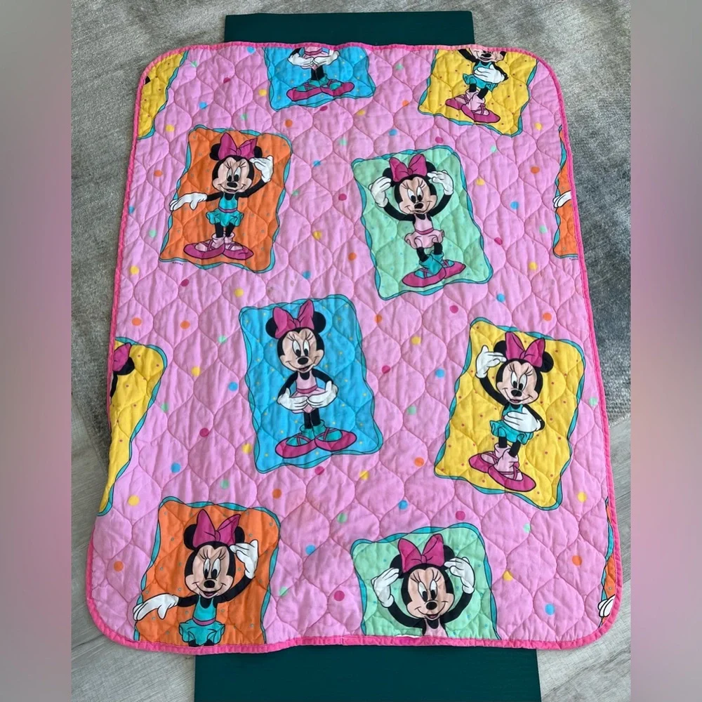 Vintage Disney Minnie Mouse Ballerina Pink Quilt Dundee 80’s Retro Crib Nursery
